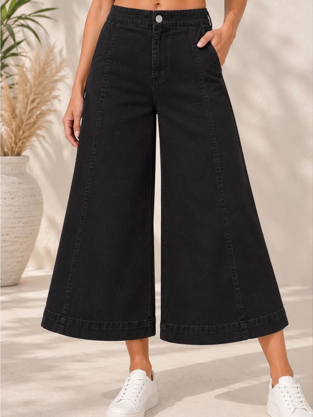 Zenana High Rise Gaucho Cropped Jeans